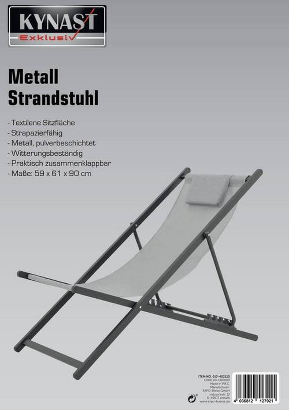 STRANDSTUHL Grau  - Grau, Basics, Metall (59/61/90cm)