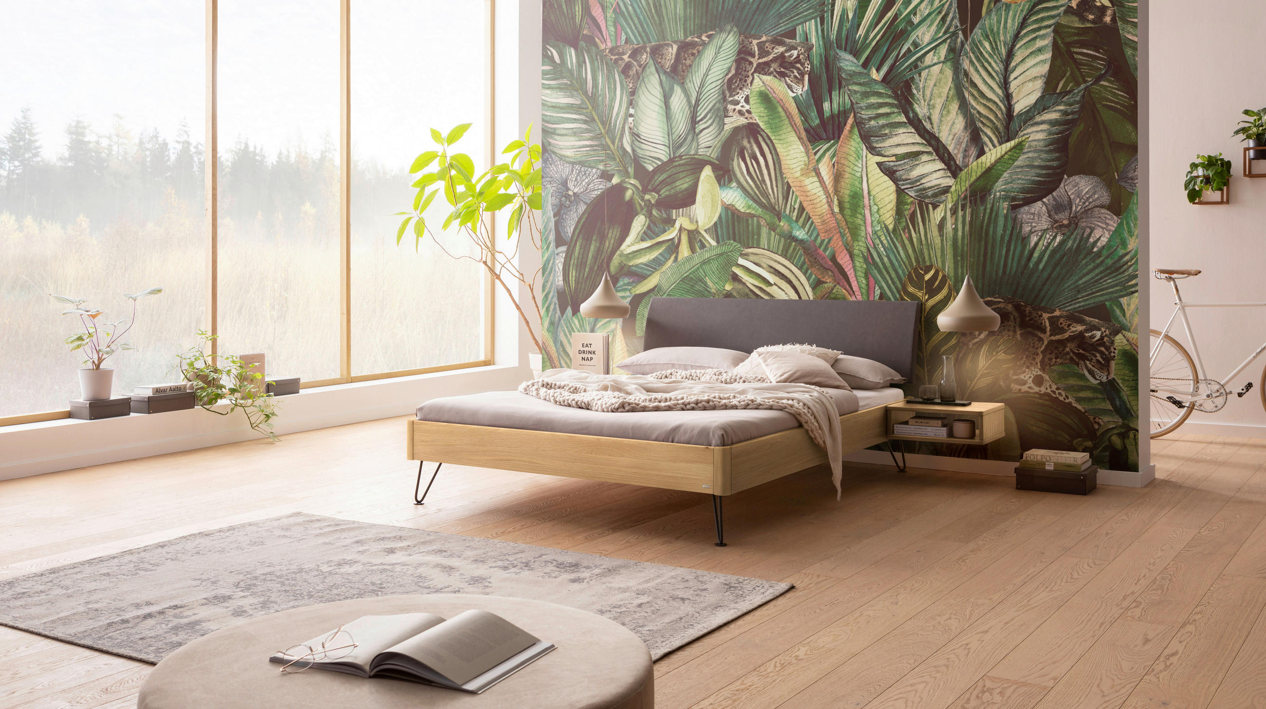 BETT 160/200 cm  in Anthrazit, Eichefarben, Dunkelgrau  - Eichefarben/Dunkelgrau, Design, Holz/Metall (160/200cm) - Hasena