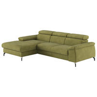 ECKSOFA in Webstoff Grün  - Schwarz/Grün, Design, Textil/Metall (166/244cm) - Livetastic