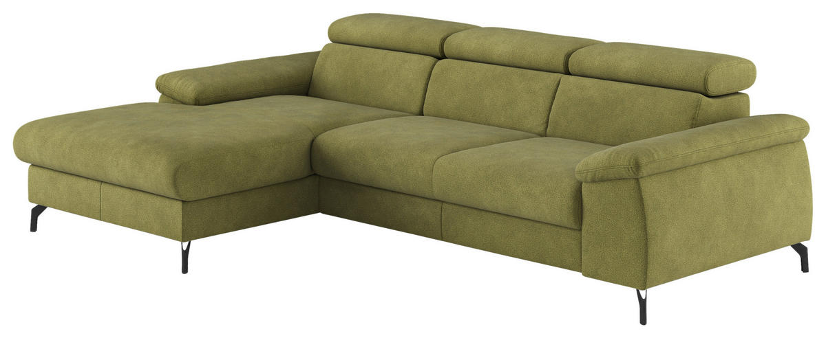 ECKSOFA in Webstoff Grün  - Schwarz/Grün, Design, Textil/Metall (166/244cm) - Livetastic