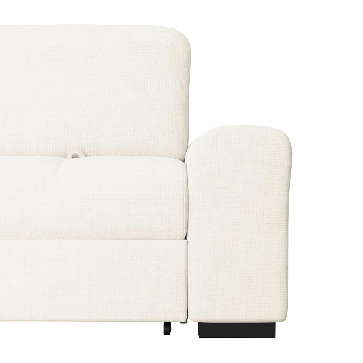 ECKSOFA Elfenbein Chenille Rücken echt, Kopfteilverstellung  - Elfenbein/Schwarz, KONVENTIONELL, Holz/Textil (203/286cm) - MID.YOU