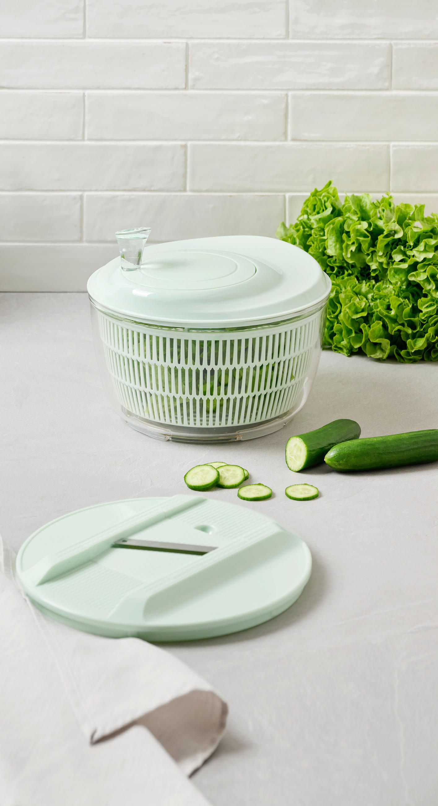 SET POSUDA ZA SUŠENJE SALATE  - svijetlo zelena/prozirno, Basics, metal/plastika - Homeware Profession.
