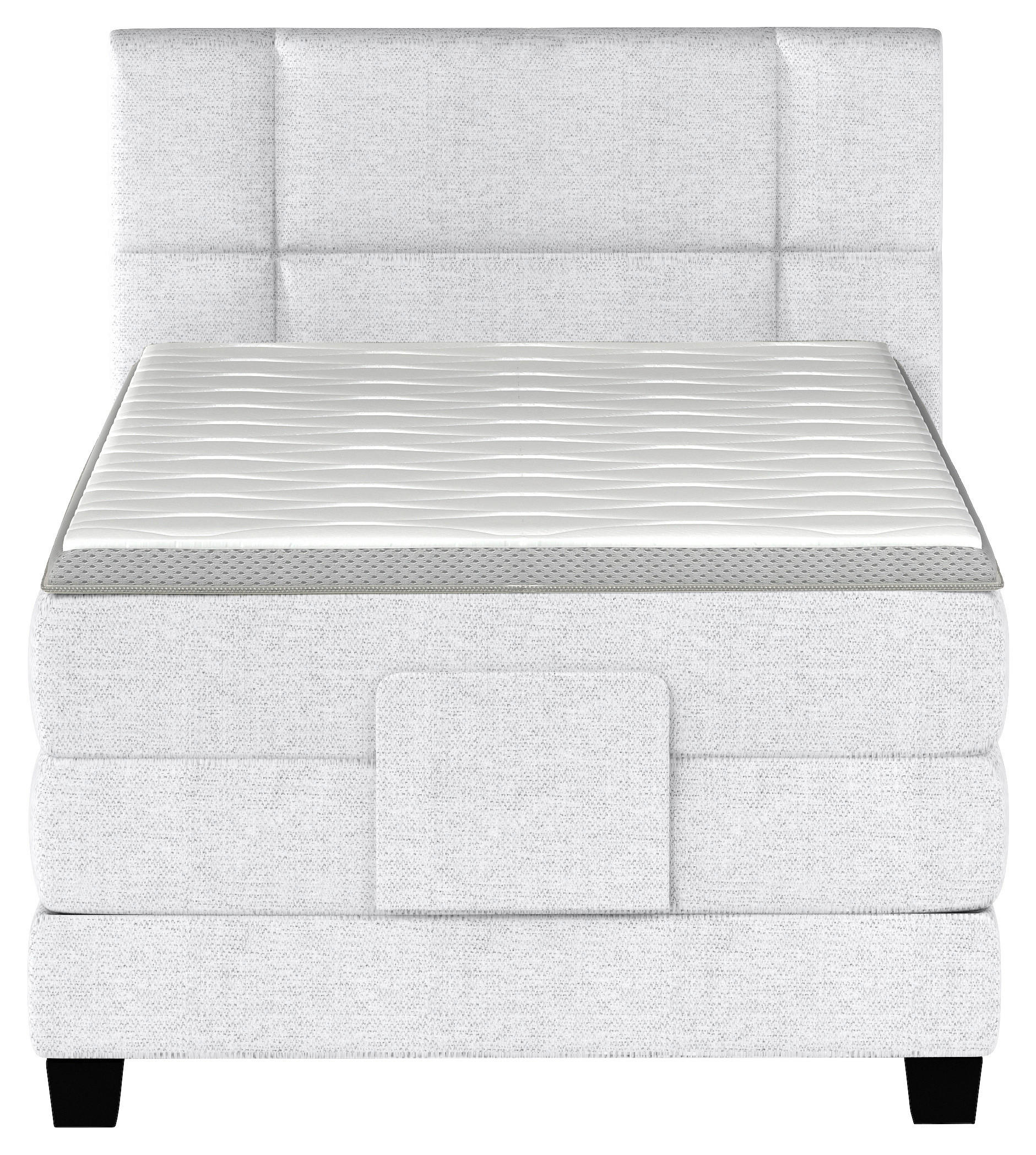 Thumbnail - Esposa Boxspringbett, Seidengrau, Textil, Kiefer, vollmassiv, H2, 7,7-Zonen, Höhe ca. 18 cm, 90x200 cm, gepolstertes Kop...