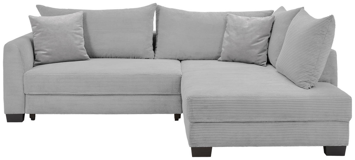 ECKSOFA in Cord Hellgrau  - Hellgrau/Schwarz, Konventionell, Holz/Textil (267/181cm) - Carryhome