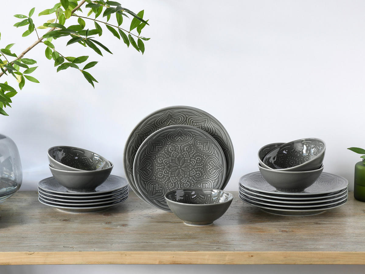 SERVIS 18 delar  - grå, Basics, keramik (66/28,5/28cm) - Creatable