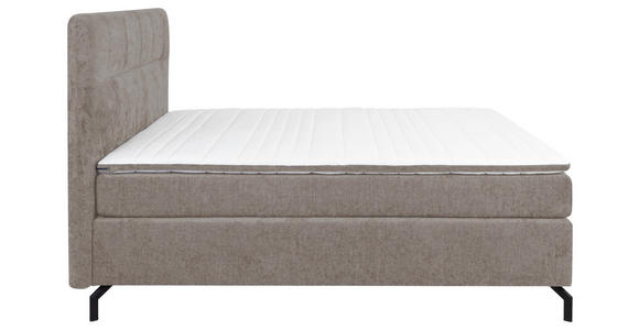 BOXSPRINGBETT 160/200 cm,  in Hellbraun, Topper, H2 + H2 = mittel  - Hellbraun/Schwarz, Design, Textil/Metall (160/200cm) - Esposa
