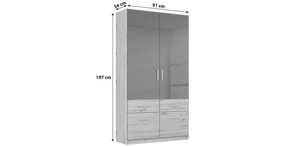 KLEIDERSCHRANK in Dunkelgrau, Eiche Artisan - Dunkelgrau/Silberfarben, Design, Holzwerkstoff/Kunststoff (91/197/54cm) - Carryhome