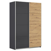 SCHWEBETÜRENSCHRANK  in Grau, Eiche Artisan  - Alufarben/Eiche Artisan, KONVENTIONELL, Holzwerkstoff/Metall (181/210/62cm) - Xora