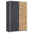 SCHWEBETÜRENSCHRANK  in Grau, Eiche Artisan  - Alufarben/Eiche Artisan, KONVENTIONELL, Holzwerkstoff/Metall (136/229/62cm) - Xora
