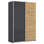 SCHWEBETÜRENSCHRANK  in Grau, Eiche Artisan  - Alufarben/Eiche Artisan, KONVENTIONELL, Holzwerkstoff/Metall (181/210/62cm) - Xora