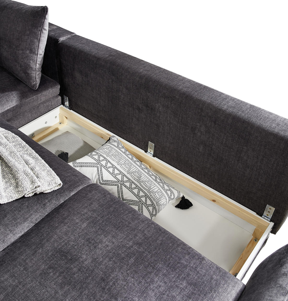 ECKSOFA in Webstoff Dunkelgrau  - Dunkelgrau/Schwarz, Design, Textil/Metall (182/282cm) - Stylife