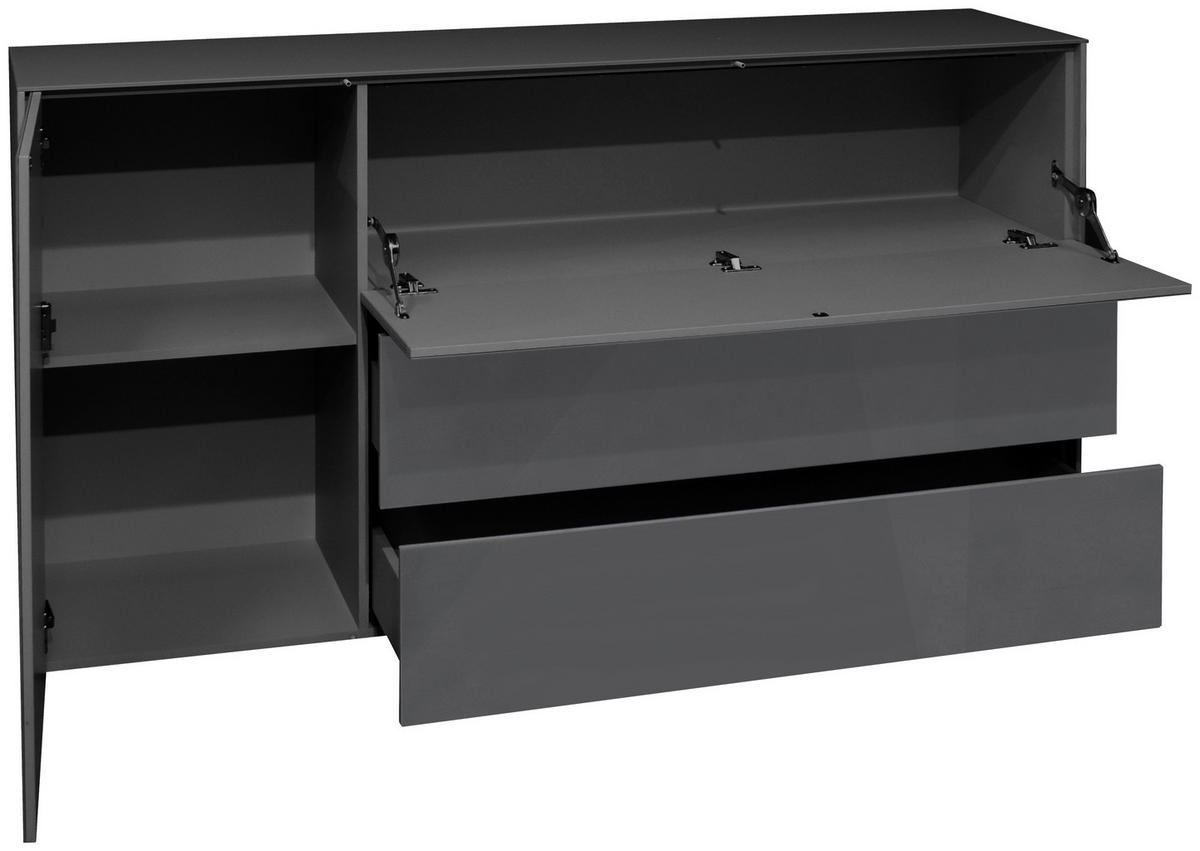 SIDEBOARD Imola  in 169/89/42 cm  - Anthrazit/Schwarz, Design, Glas/Holzwerkstoff (169/89/42cm) - Novel