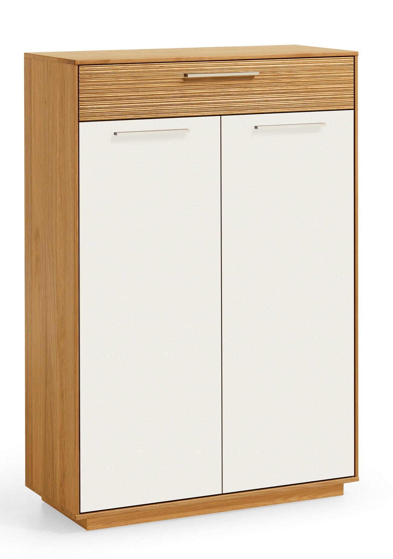 SCHUHSCHRANK Eiche furniert, massiv, teilmassiv Weiß, Eichefarben - Eichefarben/Weiß, Design, Holz/Holzwerkstoff (86/124/37cm)