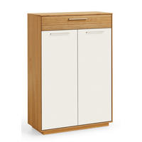 SCHUHSCHRANK Eiche furniert, massiv, teilmassiv Weiß, Eichefarben  - Eichefarben/Weiß, Design, Holz/Holzwerkstoff (86/124/37cm)