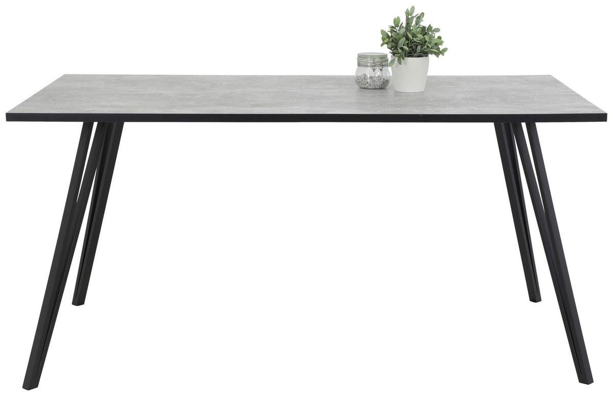 ESSTISCH in Holzwerkstoff 160/90/77 cm  - Schwarz/Grau, KONVENTIONELL, Holzwerkstoff/Metall (160/90/77cm) - Carryhome