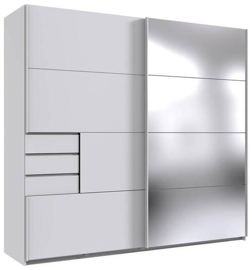SCHWEBETÜRENSCHRANK 225/210/64 cm 2-türig Klar, Weiß  - Klar/Weiß, KONVENTIONELL, Holzwerkstoff/Metall (225/210/64cm) - MID.YOU