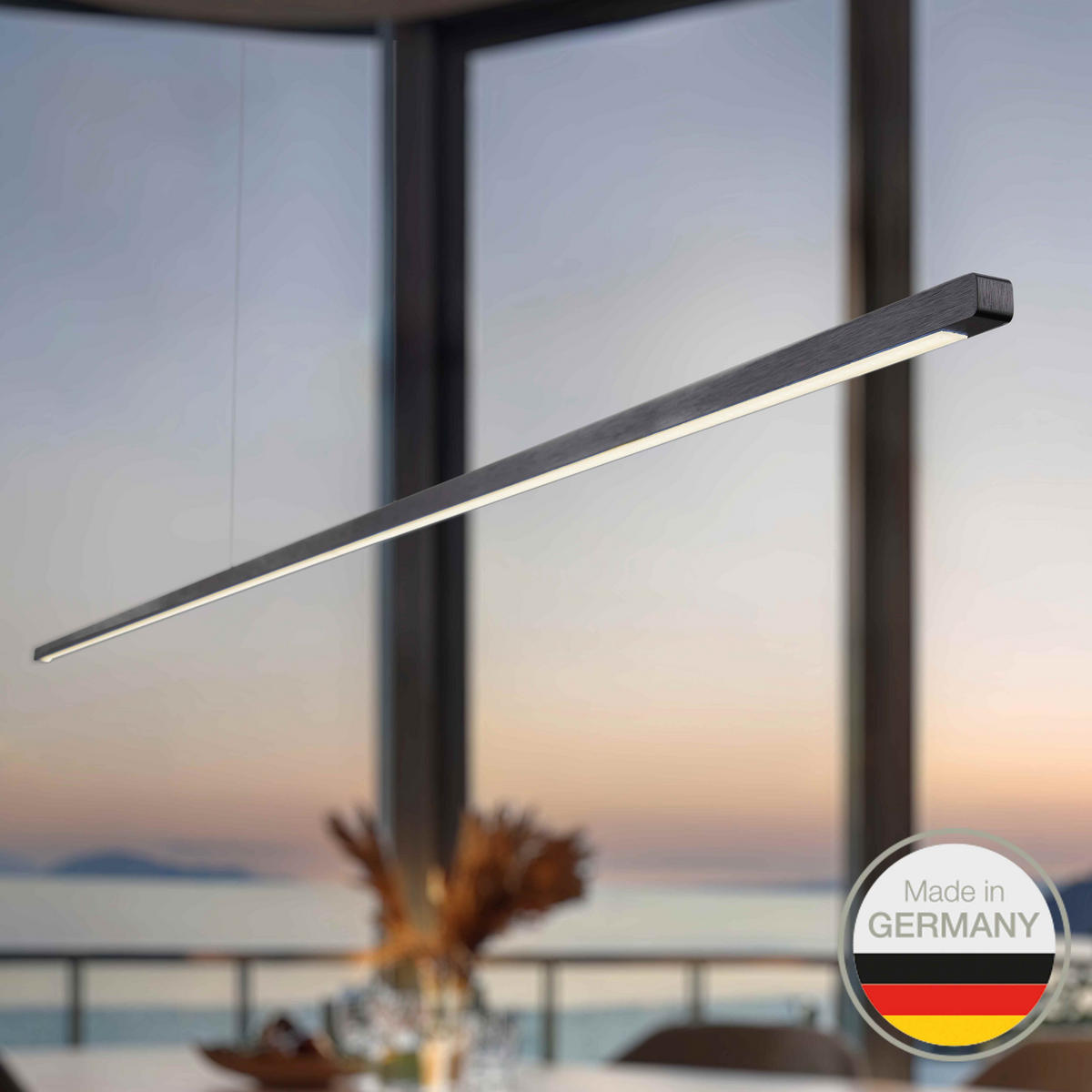 LED-HÄNGELEUCHTE 651 143/1,8/1,8 cm   - Schwarz, Design, Metall (143/1,8/1,8cm) - Ambiente