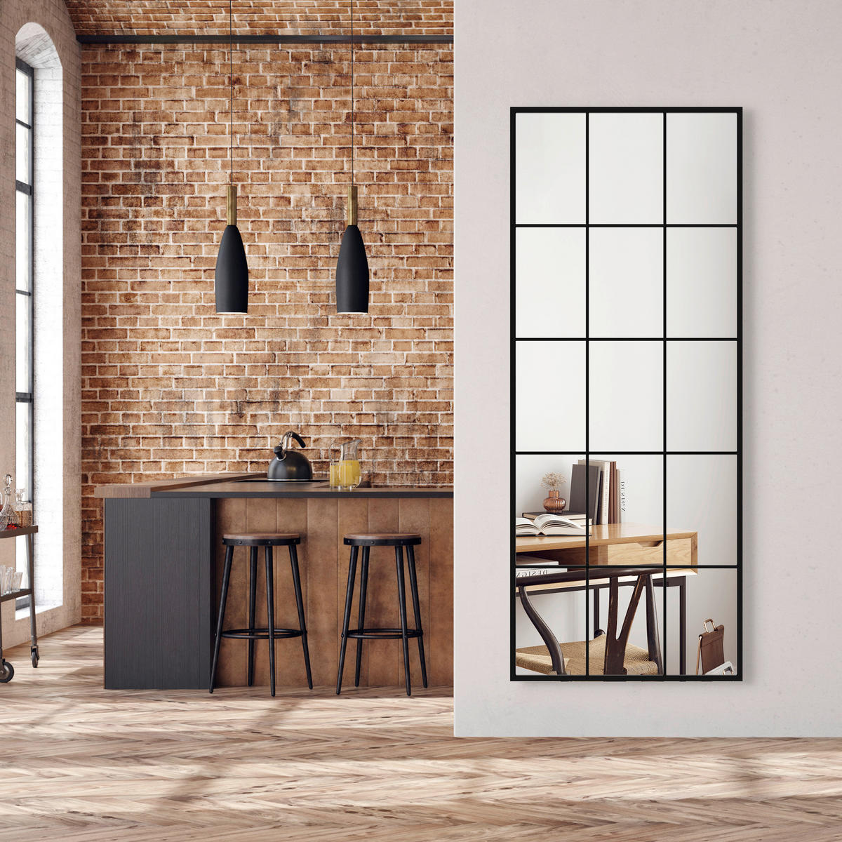 DEKOSPIEGEL  60/150 cm   in rechteckig  - Schwarz, Basics, Glas/Holz (60/150cm)