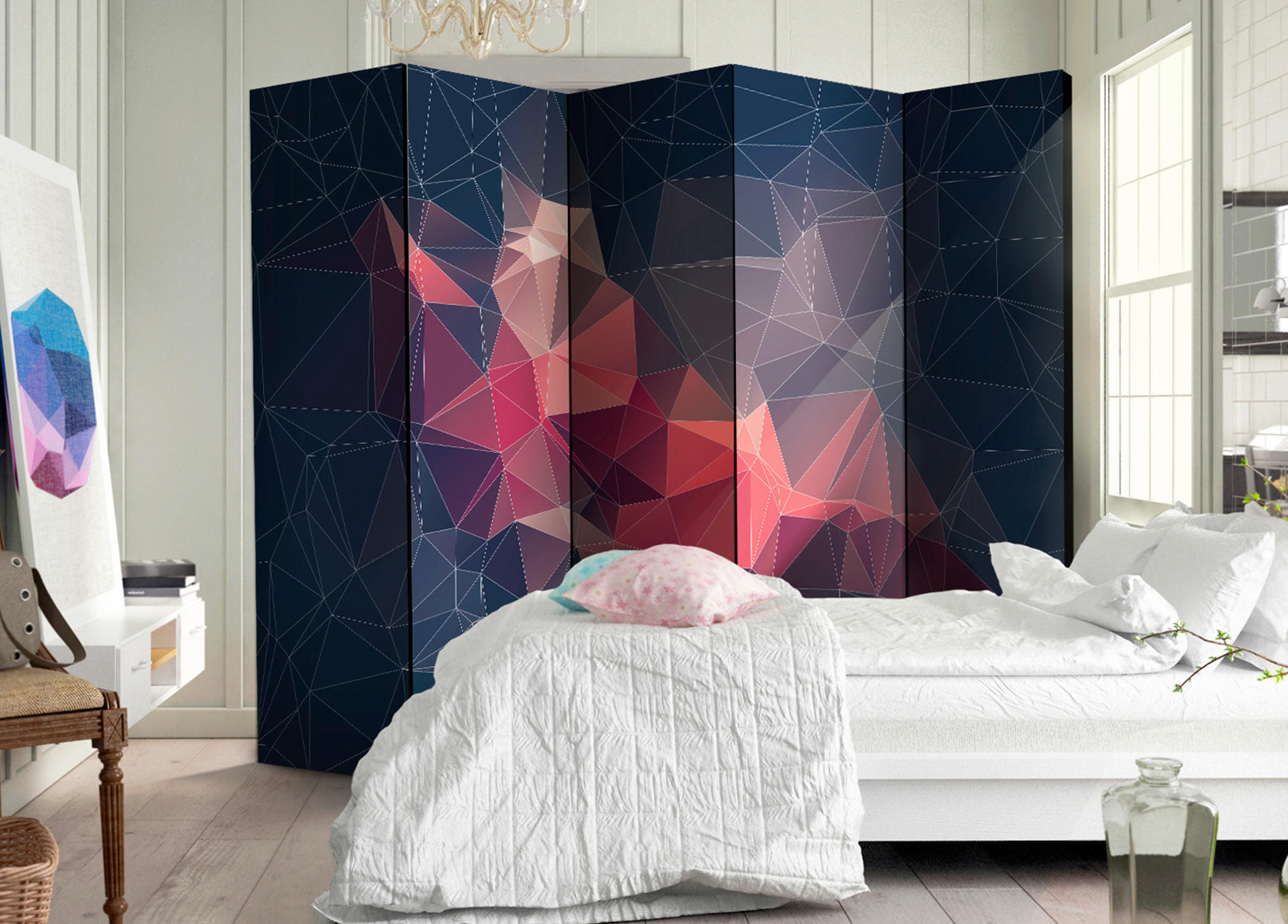 PARAVENT mit 5  Flügel - Multicolor, Basics, Holz/Textil (225/172/3cm) - artgeist