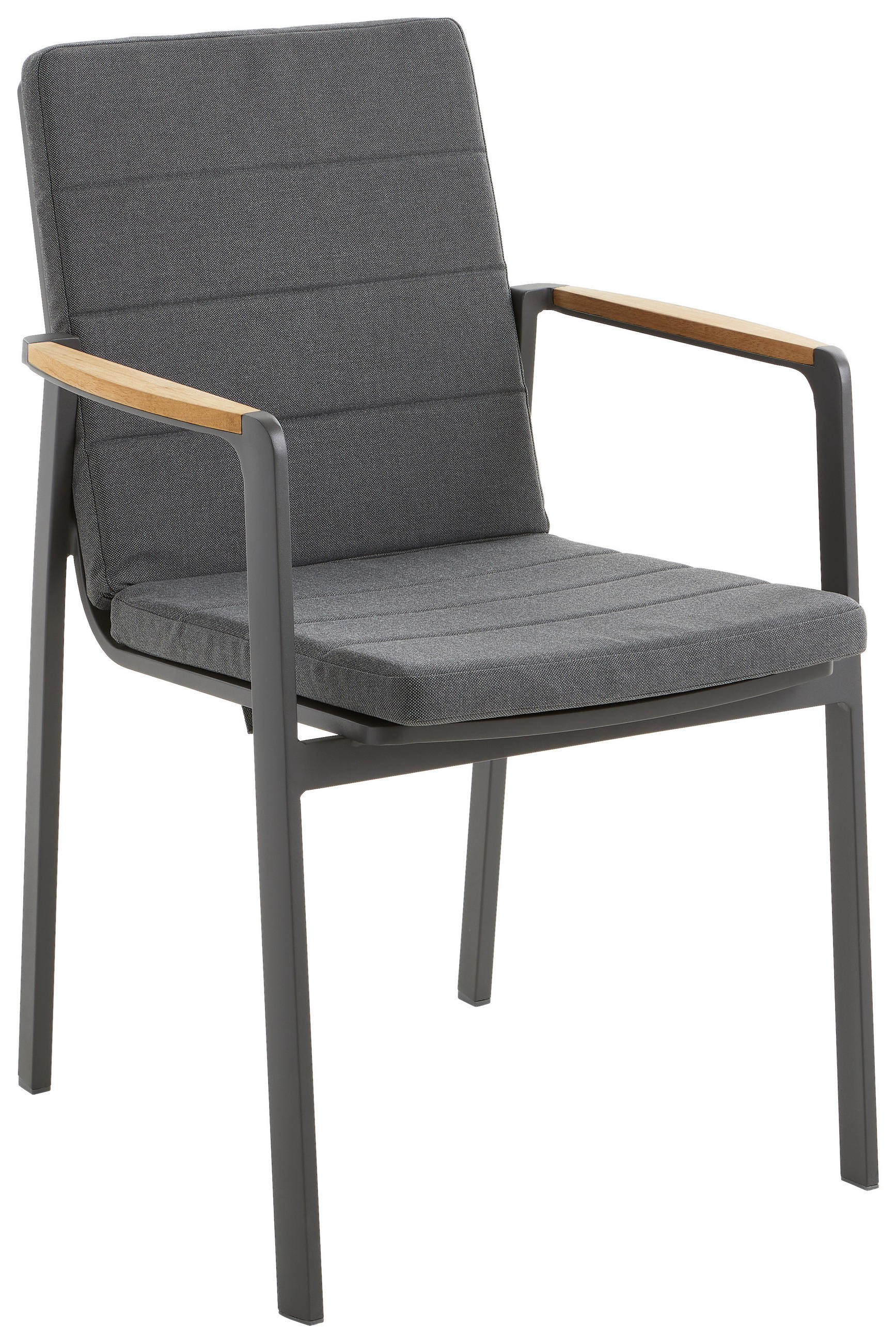 STOL  tikovina aluminij antracit, temno siva  - barva tikovine/temno siva, Moderno, kovina/tekstil (63/86,5/59cm) - Premium Living