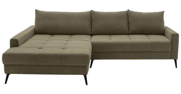 ECKSOFA  in Cord Grün  173/280 cm  - Schwarz/Grün, KONVENTIONELL, Textil/Metall (173/280cm) - Hom`in