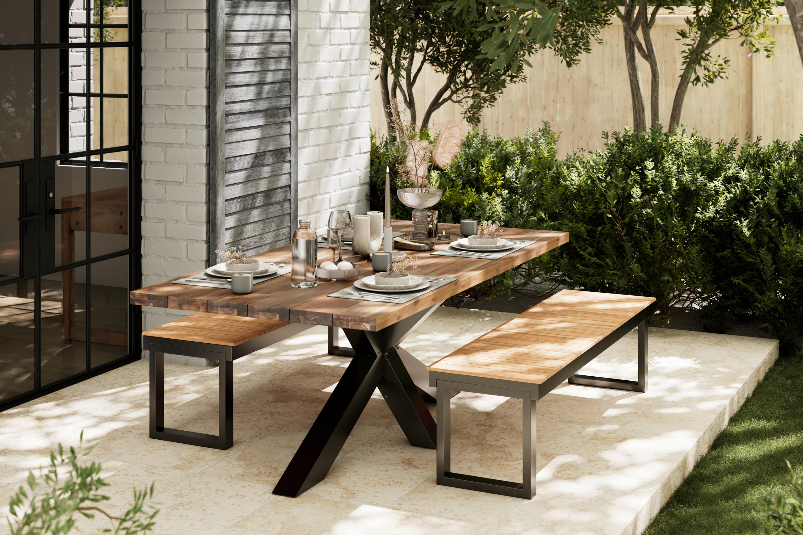 ZÁHRADNÝ STÔL, drevo, 200/100/76 cm - čierna/farba akácie, Modern, drevo (200/100/76cm) - Ambia Garden