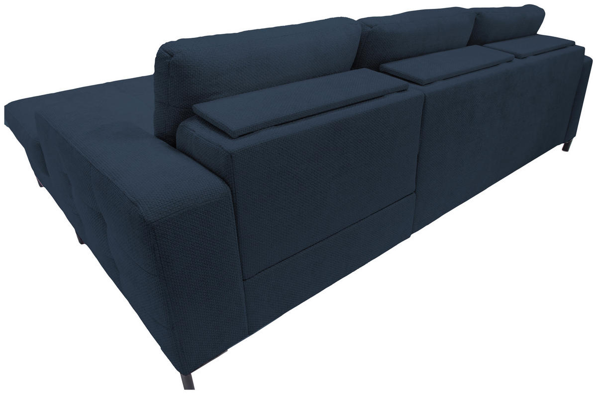 ECKSOFA in Struktur Dunkelblau  - Schwarz/Dunkelblau, Design, Textil/Metall (255/176cm) - Livetastic