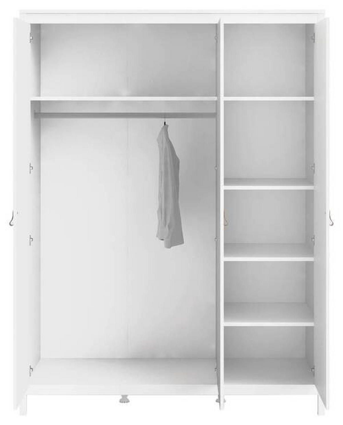 KLEIDERSCHRANK 150/199/58,4 cm 3-türig Weiß  - Silberfarben/Weiß, Basics, Leder/Holzwerkstoff (150/199/58,4cm) - MID.YOU