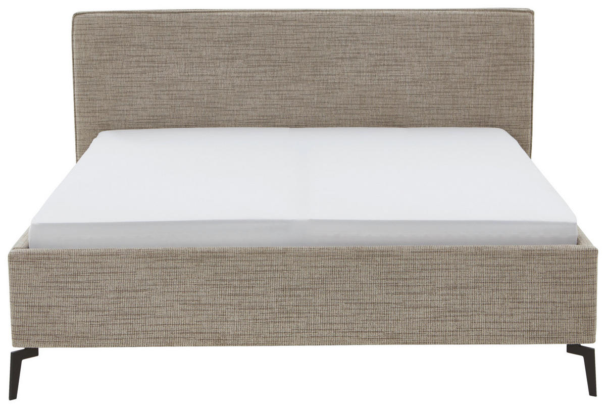 POLSTERBETT 160/200 cm  in Cappuccino  - Schwarz/Cappuccino, Design, Textil/Metall (160/200cm) - home24