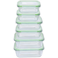 FRISCHHALTEDOSENSET Lebensmittelbehälter 6-teilig  - Transparent, Basics, Glas/Kunststoff (20.8/15.8/27.5cm) - Alpina 6287