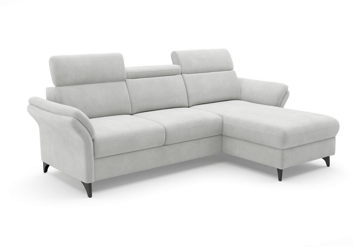 ECKSOFA GLENDALE E Silberfarben Flachgewebe  - Silberfarben/Schwarz, KONVENTIONELL, Textil/Metall (253/166cm) - Sit & More
