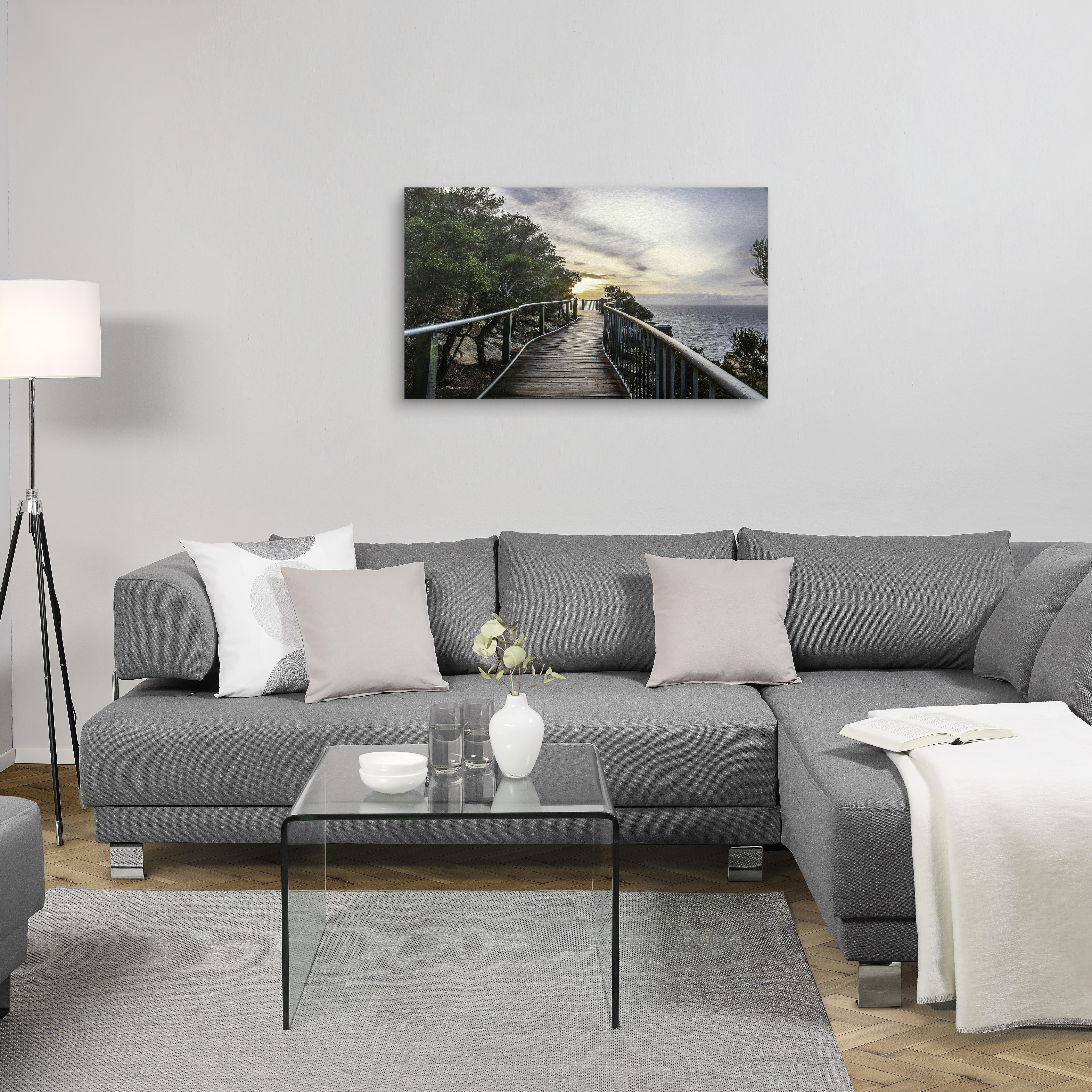 ALUMINIUMBILD Stege 120/70 cm  - Grau, Design, Metall (120/70cm) - Monee