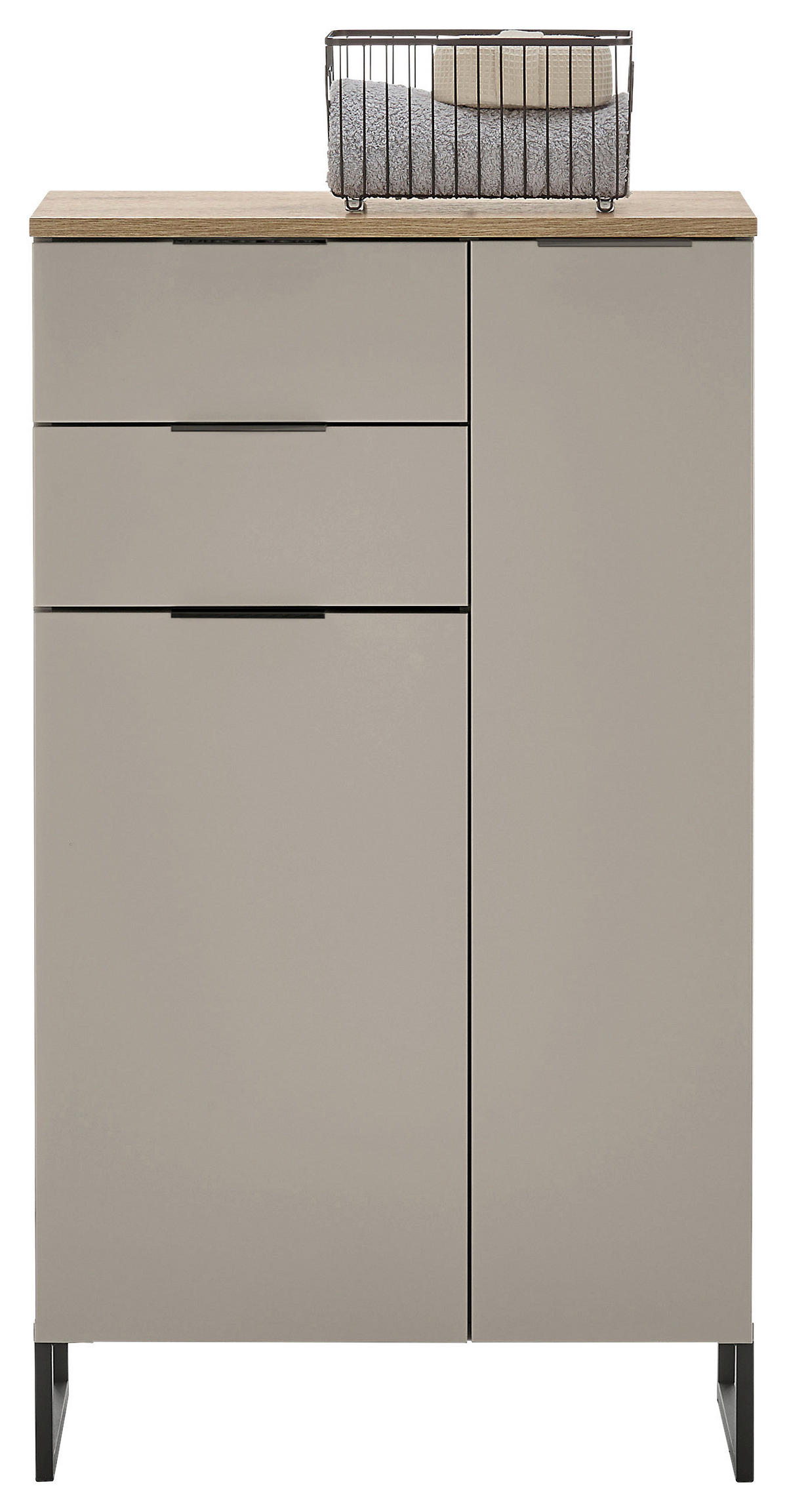MIDISCHRANK 60/106/32 cm  - Kaschmir/Eichefarben, KONVENTIONELL, Holzwerkstoff/Metall (60/106/32cm) - home24