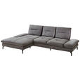 ECKSOFA in Mikrofaser Dunkelgrau  - Dunkelgrau/Schwarz, KONVENTIONELL, Textil/Metall (176/284cm) - Carryhome