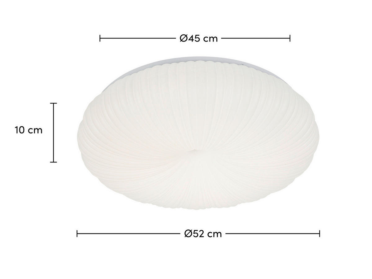 DECKENLEUCHTE  52/10 cm    - Weiß, Design, Kunststoff/Metall (52/10cm) - Collet's Monde