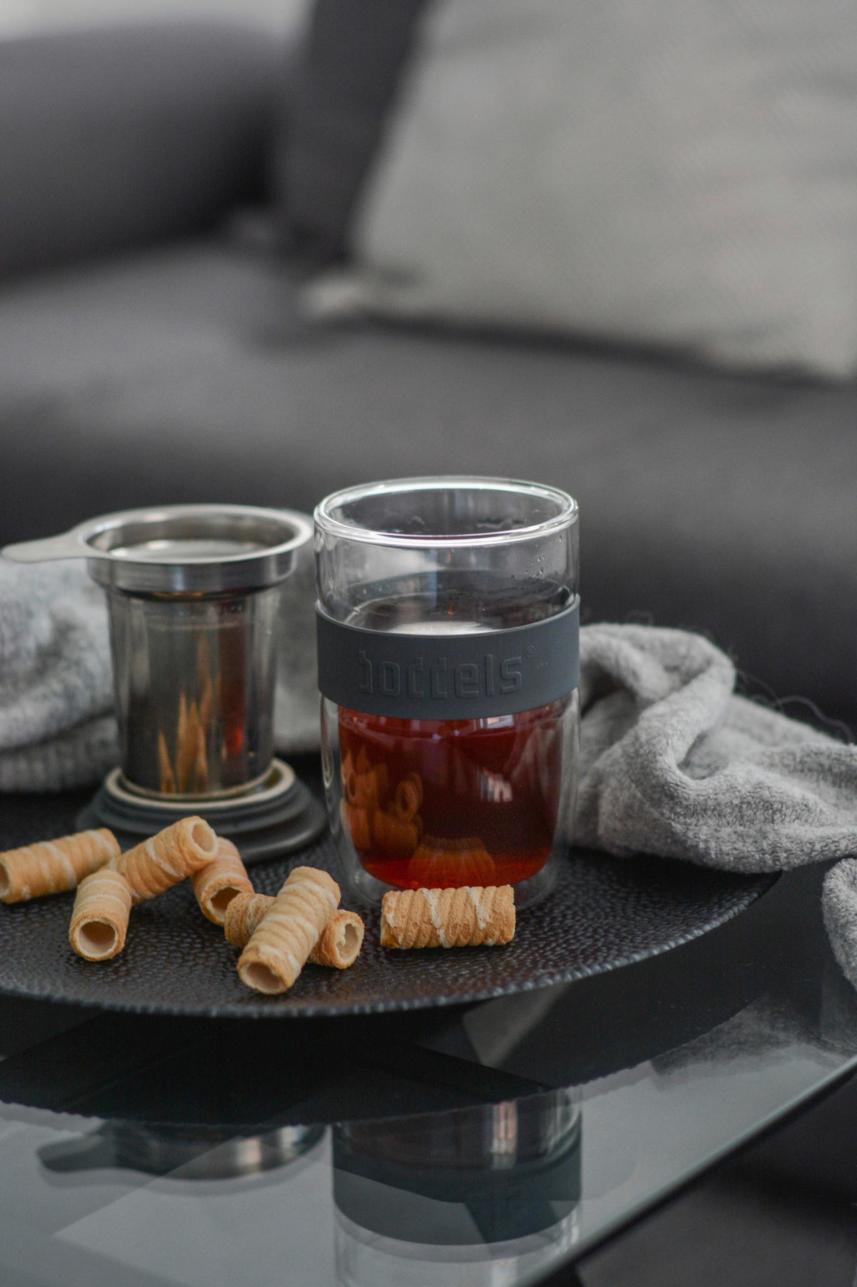 TEA-FOR-ONE-SET BODDELS  - Transparent/Anthrazit, Basics, Glas/Keramik (380ml) - Boddels