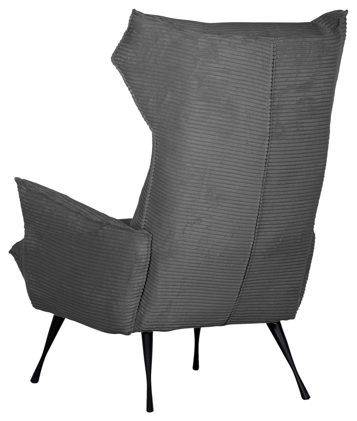 OHRENSESSEL in Cord Dunkelgrau  - Dunkelgrau/Schwarz, Konventionell, Textil/Metall (83/110/92cm) - MID.YOU