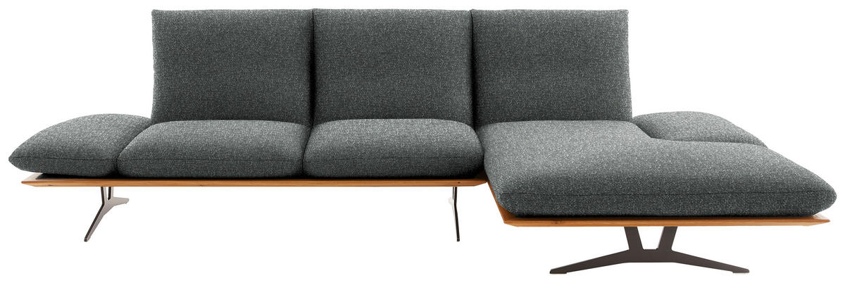 ECKSOFA in Flachgewebe Grau  - Schwarz/Grau, Design, Holz/Textil (314/159cm) - Dieter Knoll