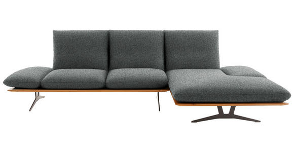 ECKSOFA in Flachgewebe Grau 314/159 cm - Schwarz/Grau, Design, Holz/Textil (314/159cm) - Dieter Knoll