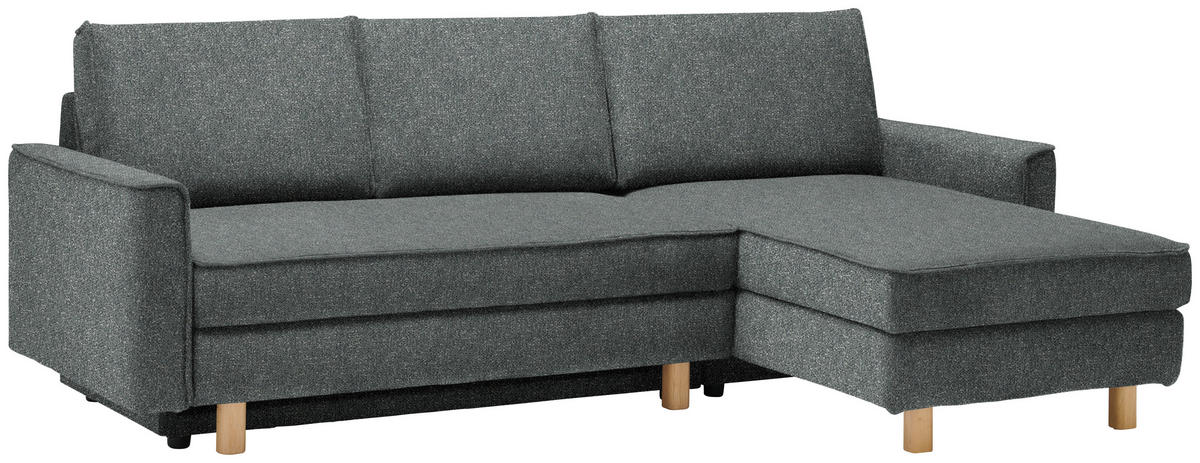 ECKSOFA  in Mikrovelours Graugrün  237/170 cm  - Eichefarben/Graugrün, KONVENTIONELL, Holz/Textil (237/170cm) - Sedda