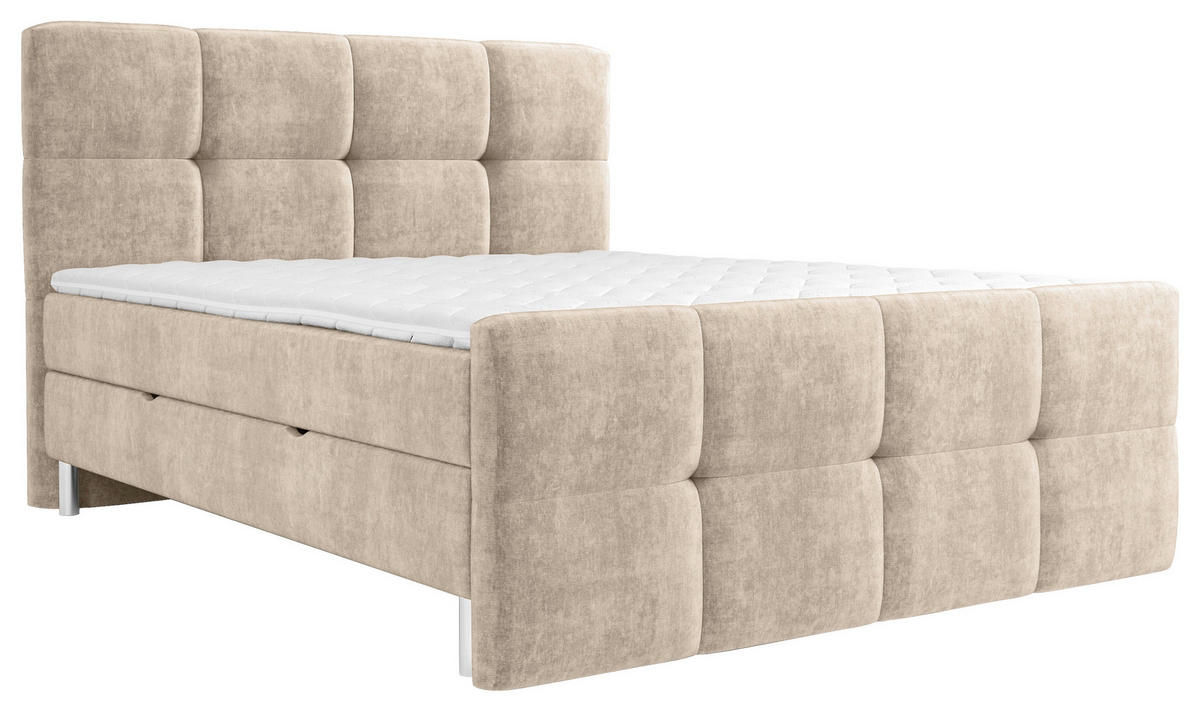 BOXBETT 180/200 cm  Taupe  - Taupe/Chromfarben, Modern, Holz/Holzwerkstoff (180/200cm) - Esposa
