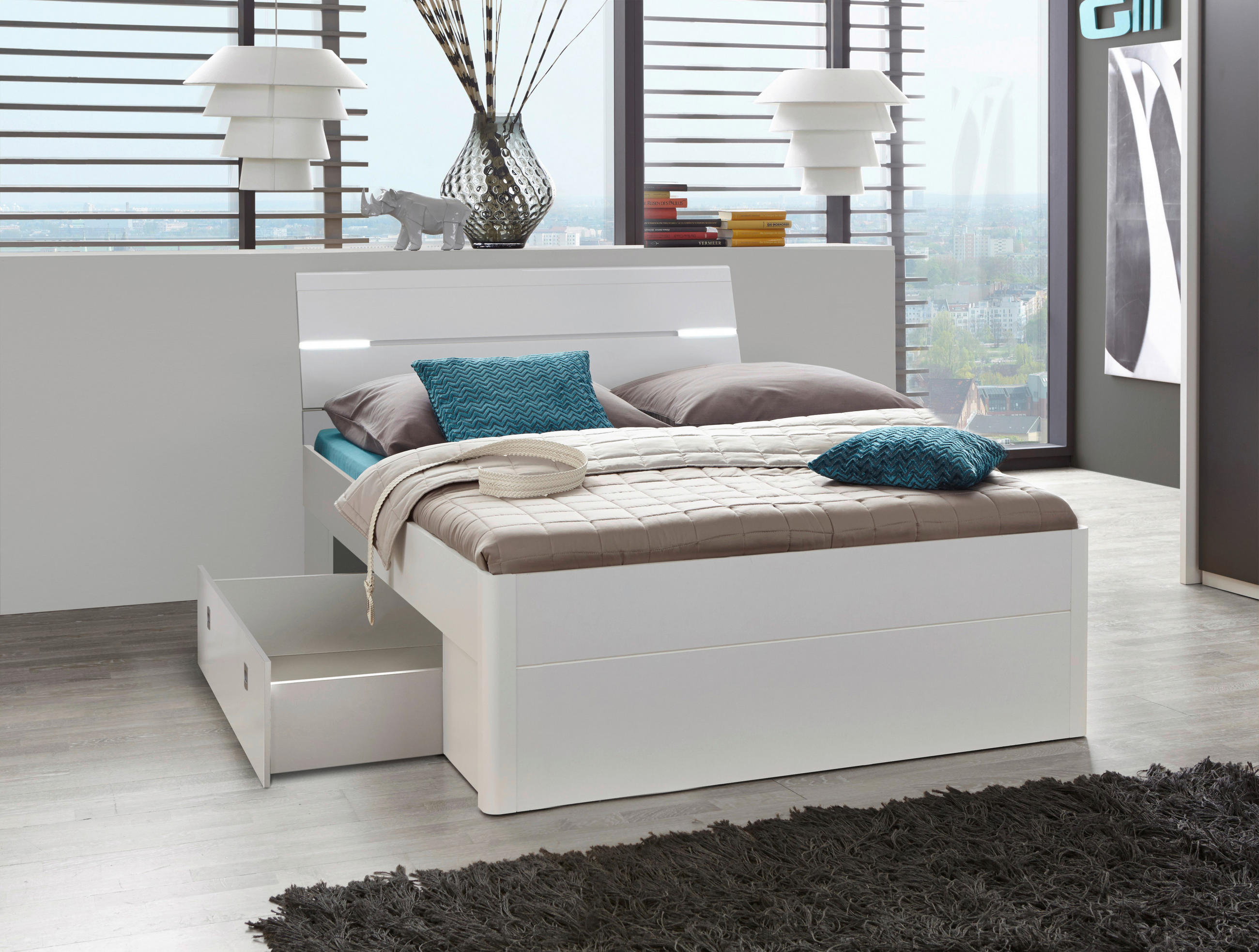 STAURAUMBETT 180/200 cm,  in Weiß,  - Weiß, MODERN (180/200cm) - MID.YOU