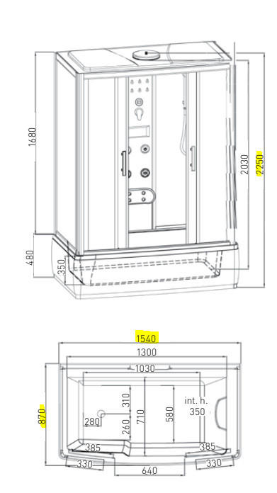 DAMPFDUSCHE 154/225/87 cm  in  - Basics, Glas (154/225/87cm) - Sanotechnik