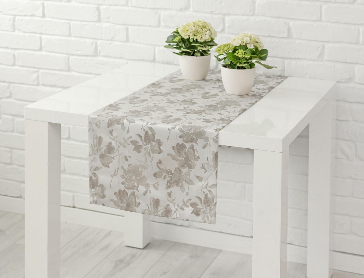 ASZTALI FUTÓ   - szürkésbézs, Basics, textil (40/140cm)