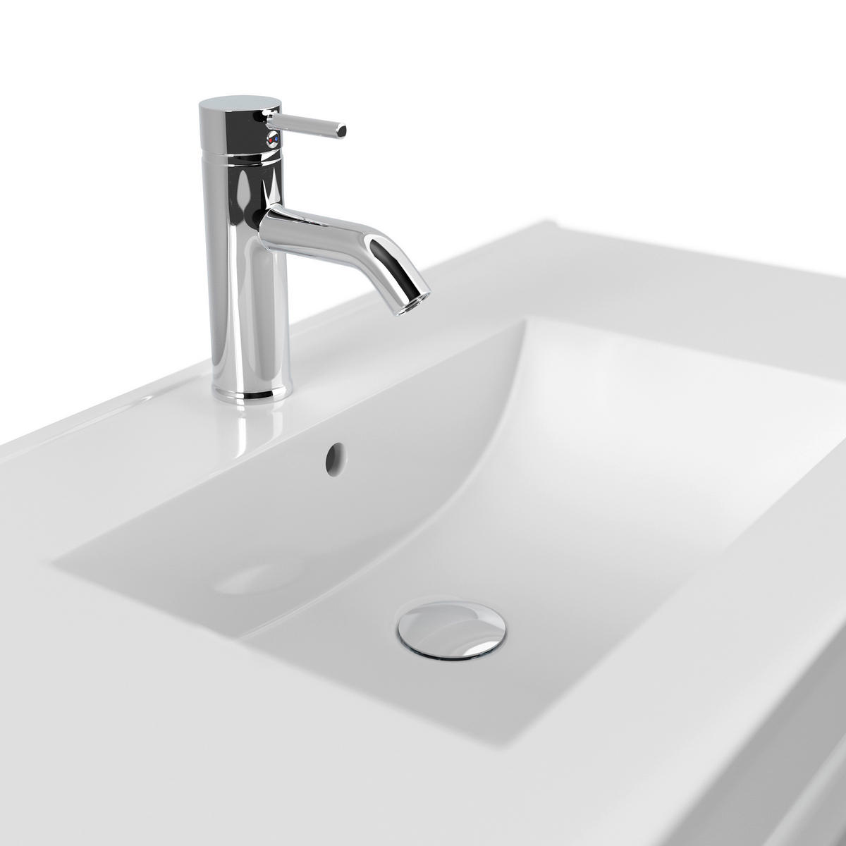 WASCHTISCHKOMBI 91 cm  - Weiß Hochglanz/Weiß, Basics, Keramik/Holzwerkstoff (91cm) - MID.YOU