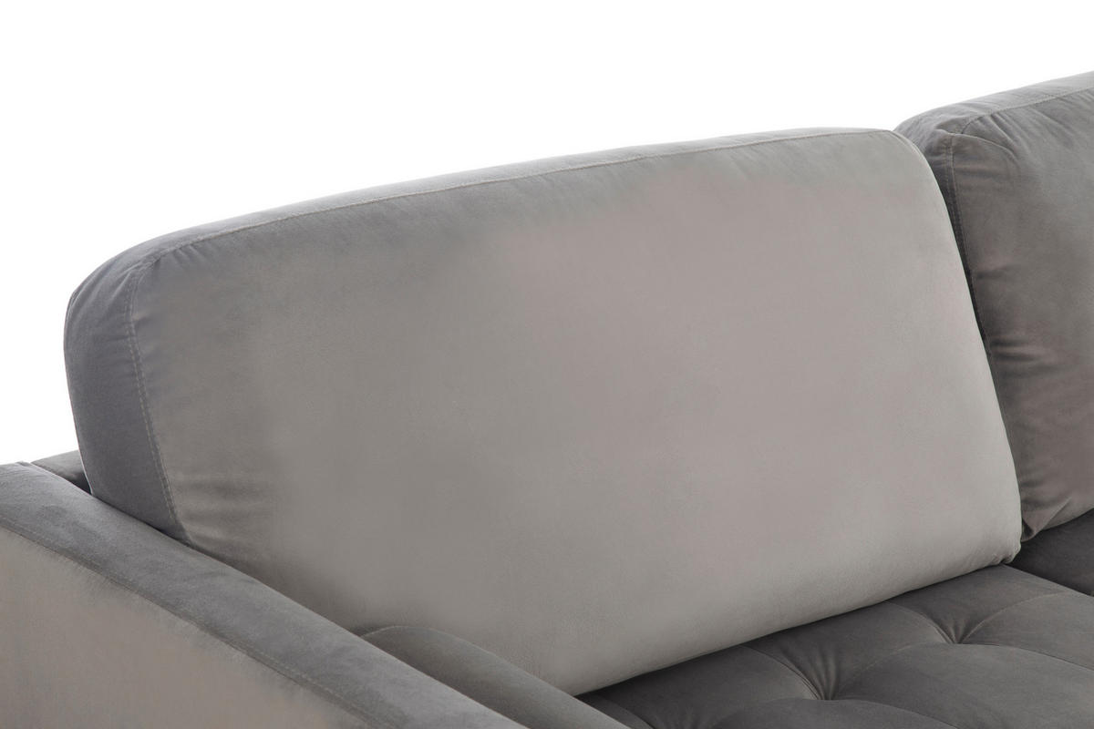 3-SITZER-SOFA Samt Grau  - Schwarz/Grau, MODERN, Holz/Textil (211/88/89cm) - P & B