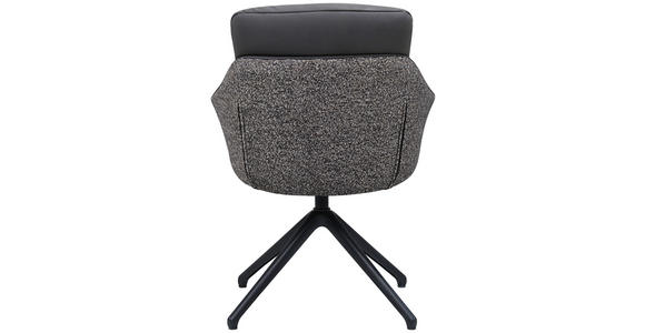 ARMLEHNSTUHL  Sitzfläche 360° drehbar, inklusive Armlehnen, automatische Rückholfunktion Webstoff Echtleder  - Schwarz, Design, Leder/Textil (62/85,5/65cm) - Dieter Knoll