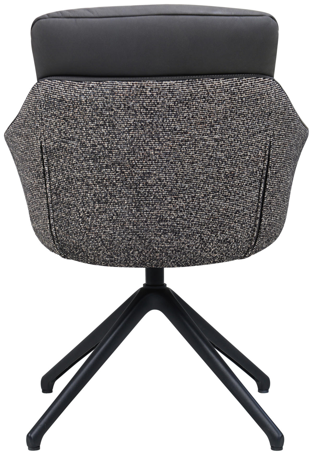 ARMLEHNSTUHL  Sitzfläche 360° drehbar, inklusive Armlehnen, automatische Rückholfunktion Webstoff Echtleder  - Schwarz, Design, Leder/Textil (62/85,5/65cm) - Dieter Knoll