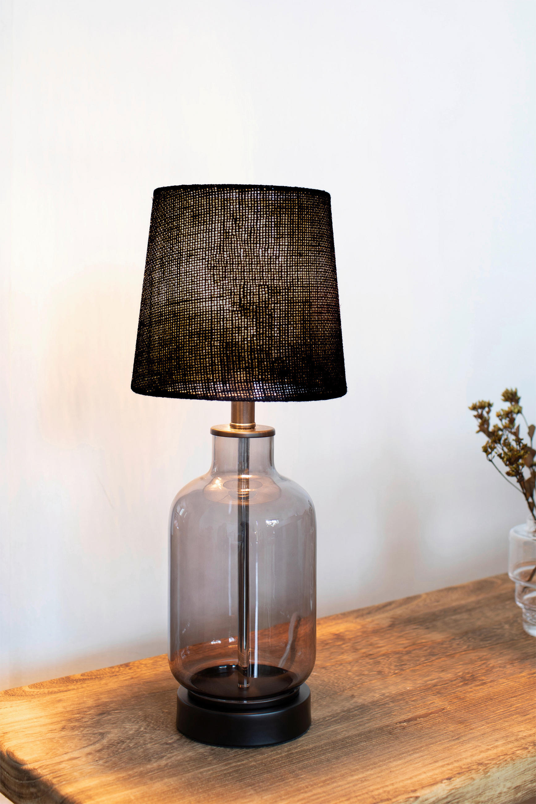 TISCHLEUCHTE 17/43 cm   - Schwarz, Basics, Glas/Naturmaterialien (17/43cm) - Markslöjd