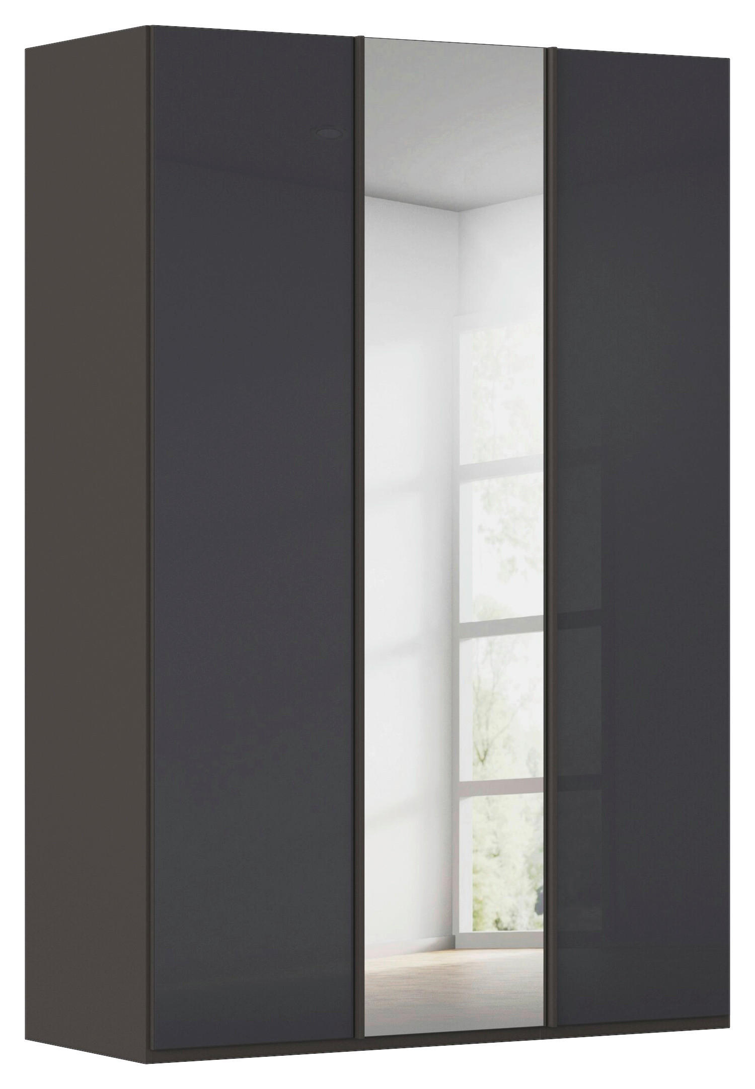 DREHTÜRENSCHRANK 151/235/61 cm,  in Graphitfarben, 3-türig  - Graphitfarben, Basics, Glas/Holzwerkstoff (151/235/61cm) - Novel